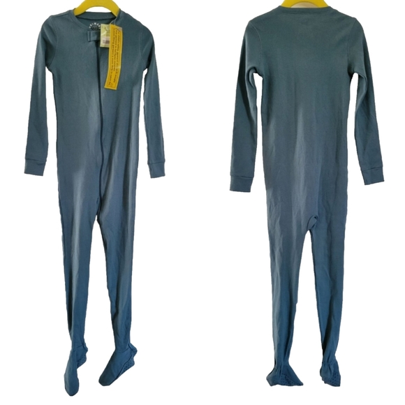 Primary Kids Organic Zip Footie Pajamas Full Zip Slate Blue Size 5 NEW - Picture 8 of 8